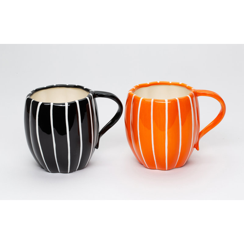 Orange And Black Pumpkin Mugs