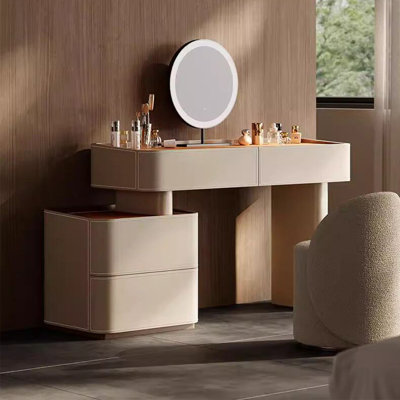 Coiffeuse simple de 49,21 po de couleur kaki avec miroir
