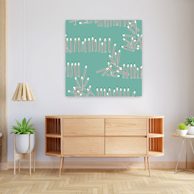 Striped Pencils Pattern Minimalist Architecture Wall Art Print 1 Piece Wrapped Canvas Wall Art