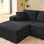 Canapé modulaire en L avec siège profond, sans assemblage requis, canapé modulaire pour salon, chambre à coucher, appartement, noir-1843018607