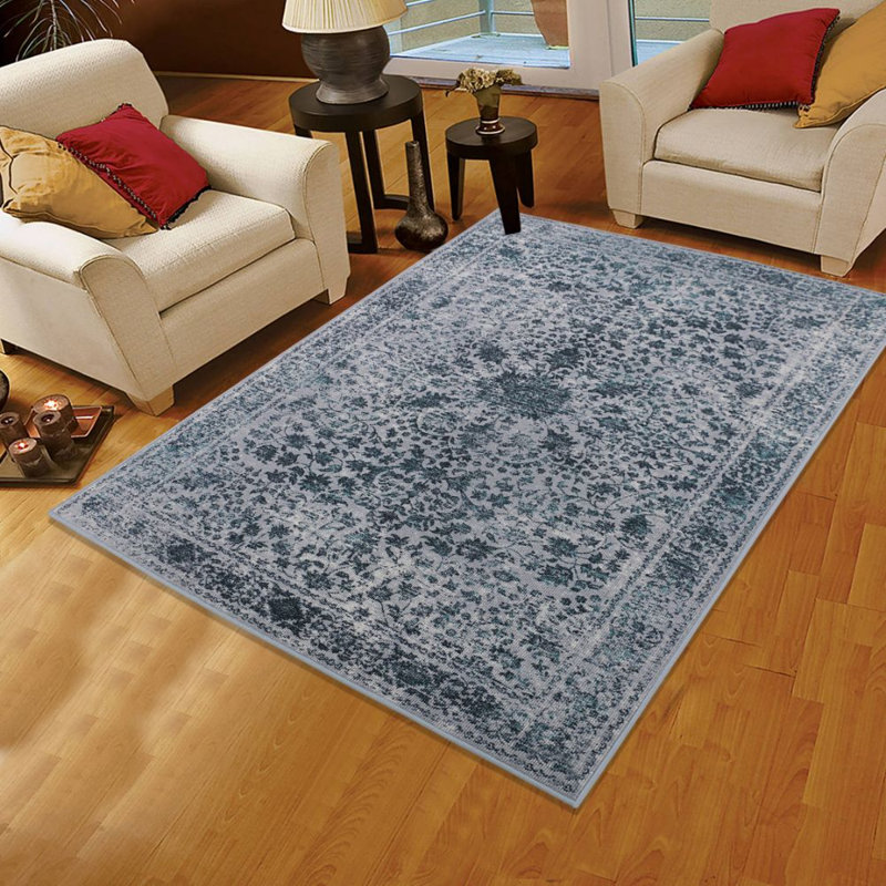 Tapis oriental en ardoise touffeté Macaluso, Rectangle 5 pi x 7 pi