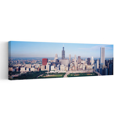 Aerial view of buildings in a city Chicago Illinois USA 1 Piece Wrapped Canvas Panoramic Wall Art