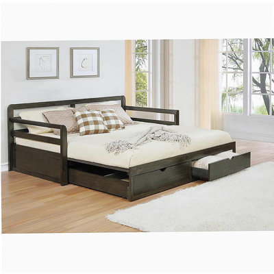 Grey 2-drawer Daybed with Extension Trundle