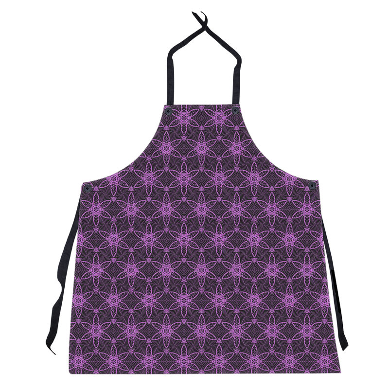 Tablier à cercles ornés de fond, Mauve clair / noir