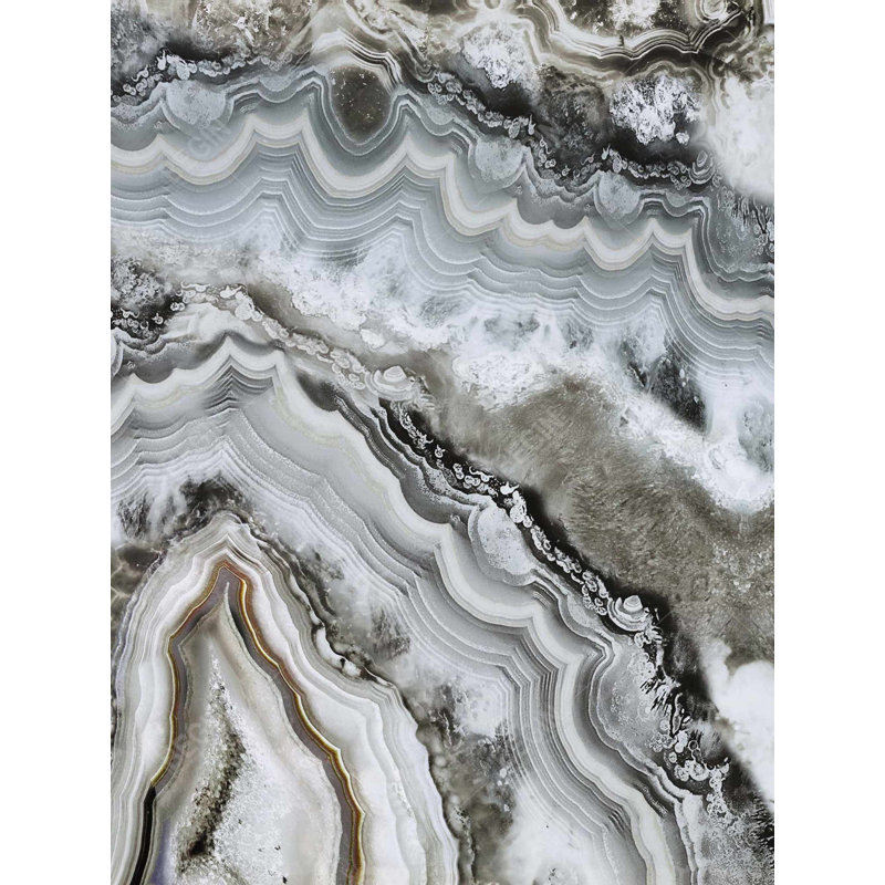 Polyester Sateen Duvet Cover, Twin Duvet, White Abstract Geode