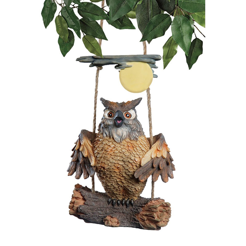 Howie the Hoot Owl Swinging Resin Sculpture for Halloween