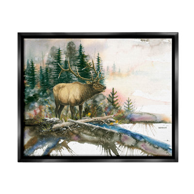 "Moose Woodland Nature Composition - Cadre flottant", impression sur toile