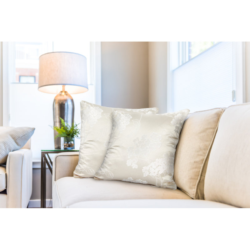 Blossom Floral Square Cushion Cover, Cream