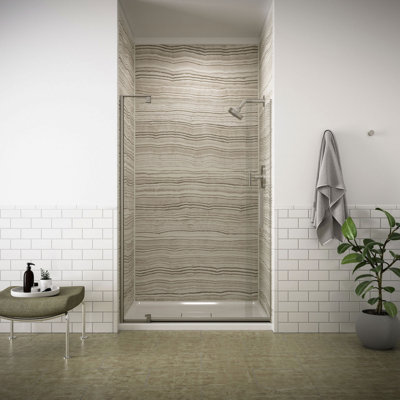 Revel 40'' x 74'' Pivot Shower Door with CleanCoat® Technology