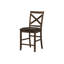 Chaise de salle à manger, hauteur 44 po, ensemble de 2, latérales, rembourrées, hauteur comptoir, salle à manger, cuisine, noyer foncé, aspect cuir brun, transitionnel