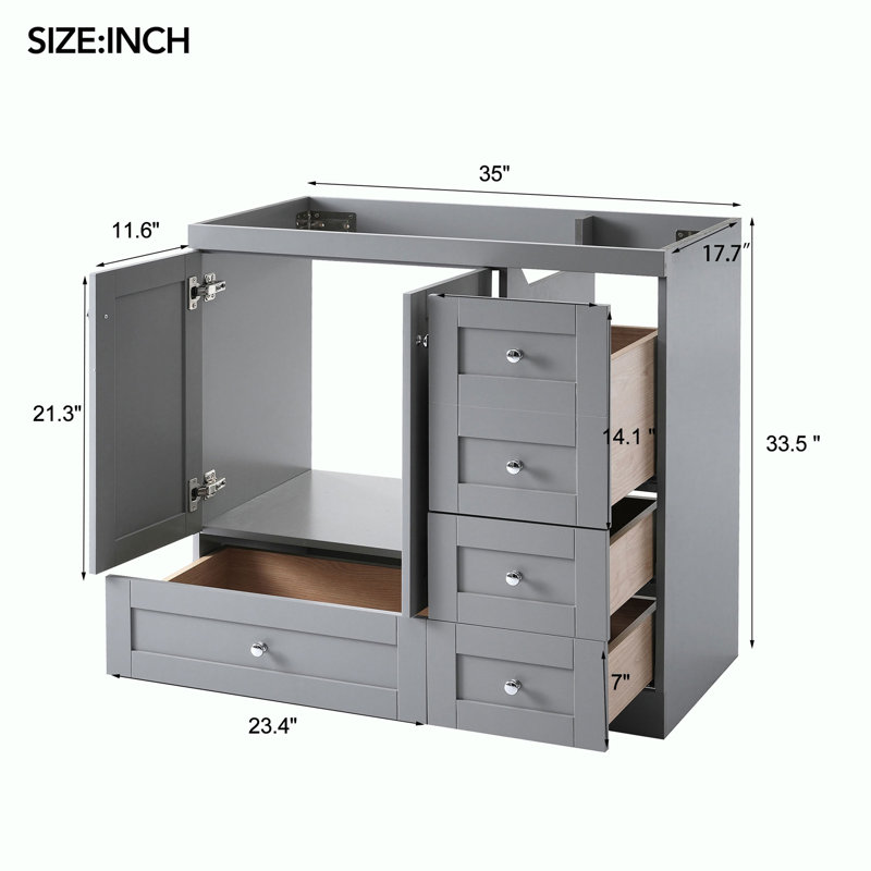 Meuble-lavabo de salle de bain sans lavabo, Gris