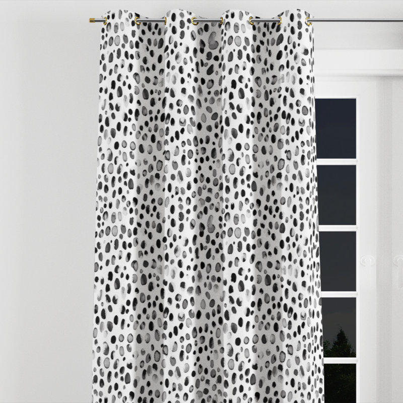 Rideaux obscurcissants Abstract Room - Rideau à œillets noir et blanc moderne - 1 panneau, L 52 po x L 84 po, Œillets dorés