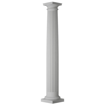 Endura-Stone Fluted Column Round Shaft Tapered Tuscan Base/Temple of Winds Capital, Unsplit/Whole