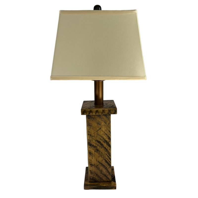 Broedy Rustic Timber Battery Powered Table Lamp, Hickory