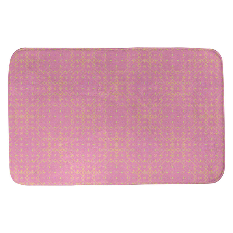 Tapis de bain antidérapant rectangulaire en forme de napperon de style Elizabeth bueschel, l 17 po x L 24 po, Rose / Jaune