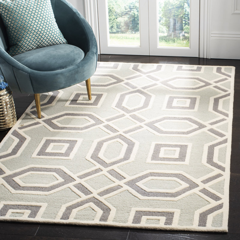 Deedgra Hand Tufted Wool Geometric Rug, Rectangle 5' x 8'