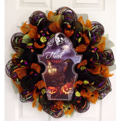 Halloween Wreath with Spooky Raven