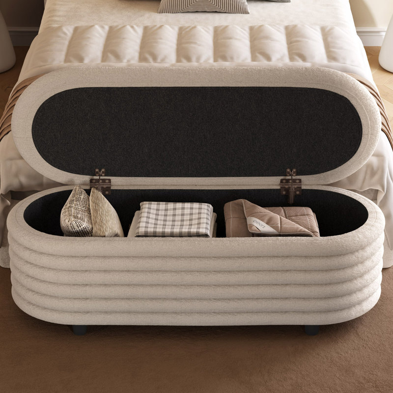 1.165m Beige Storage Bench