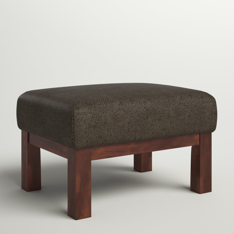 Encinal Upholstered Ottoman, Dark Brown Champion Fabric, Oak