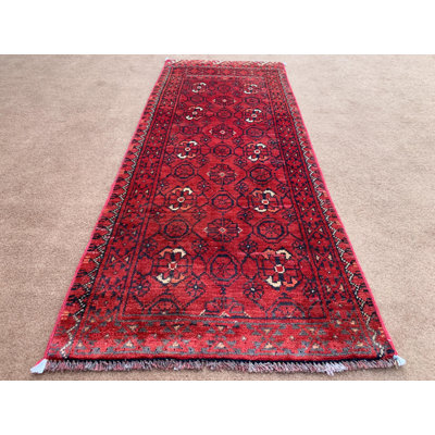 1,8 pi x 4,3 pi, petit tapis rouge rétro, tapis en laine fait à la main afghane, tapis Baluchi, tapis Turkman, tapis tribal, tapis antique, chemin de couloir.