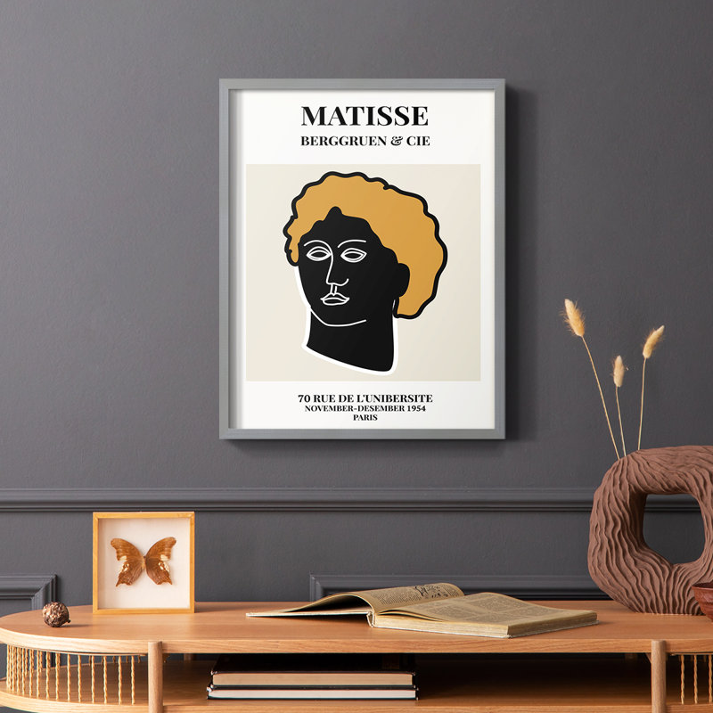 Matisse XLIV Framed Print - Solid Wood, Gray, 10" H x 8" W