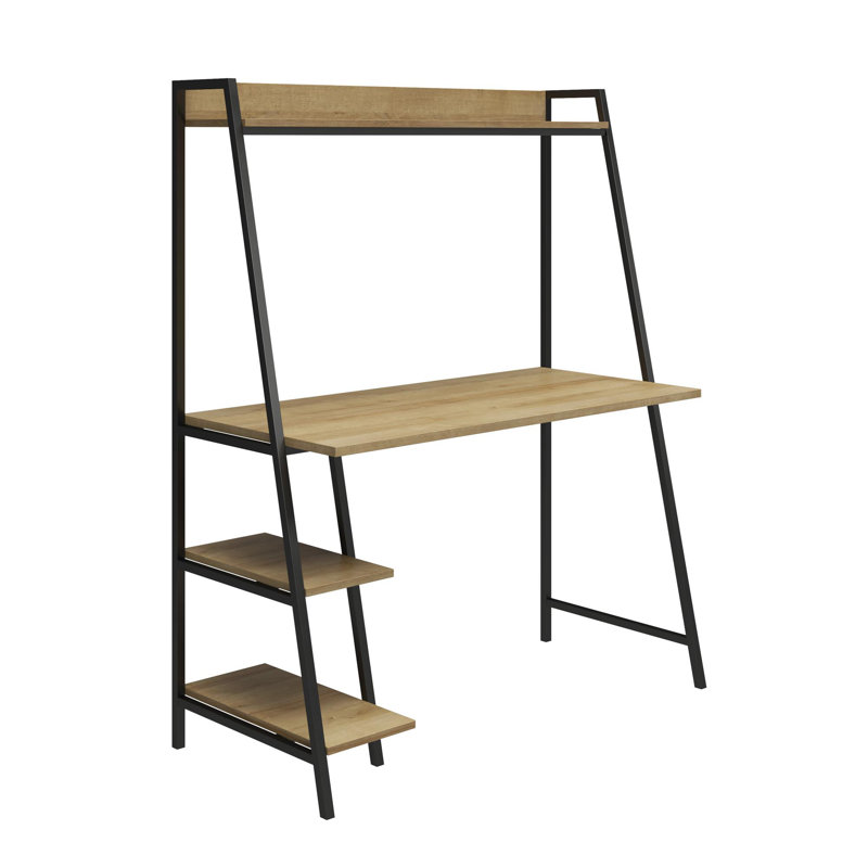 Otisco Stainless Steel Leaning / Ladder Desk, Natural, Black