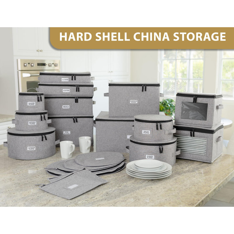 Fabric Dinnerware Storage Set with Felt Dividers Included