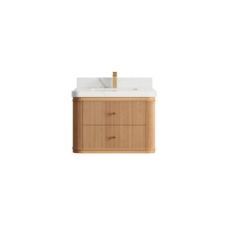 Chêne flottant Hampton X P 22 po De salle de bain, 2 PO – quartz Calacatta Laza