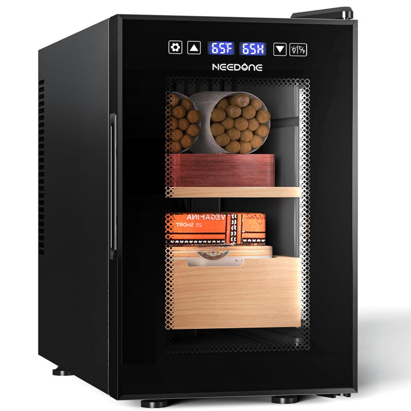 Upgraded 16L Electric Cigar Humidor Humidity, Heating, Cooling Quiet Smart Control, Thermostatic Cabinet (100 Counts)