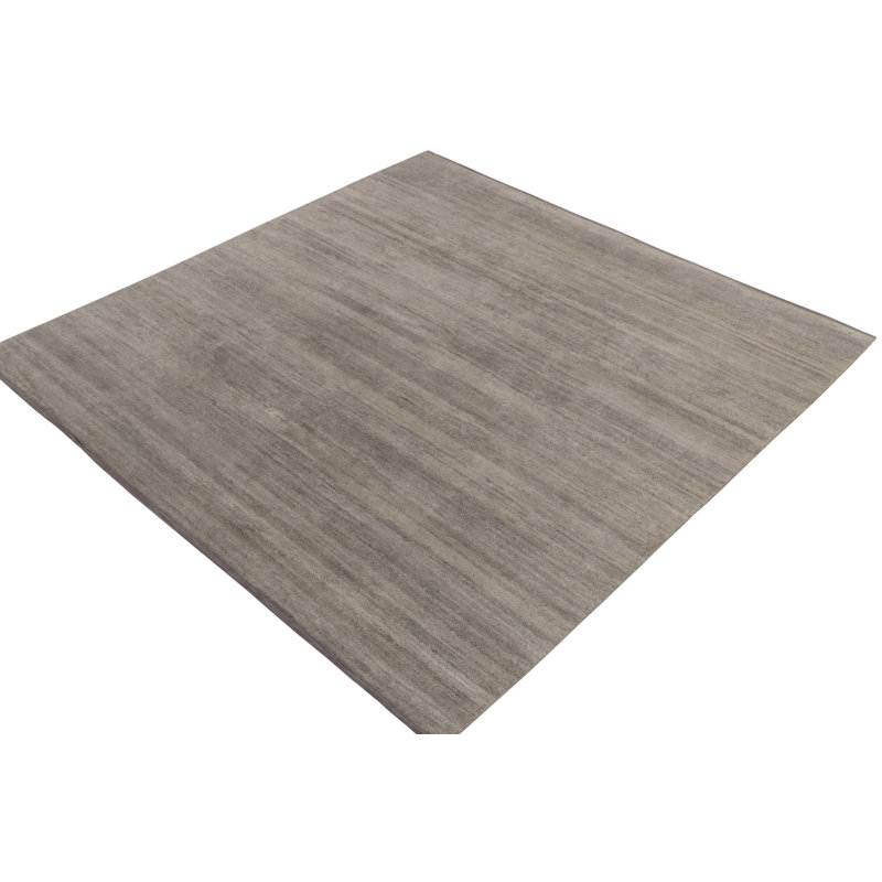 Silk Striped Area Rug in Gray/Beige/Brown/Charcoal Black