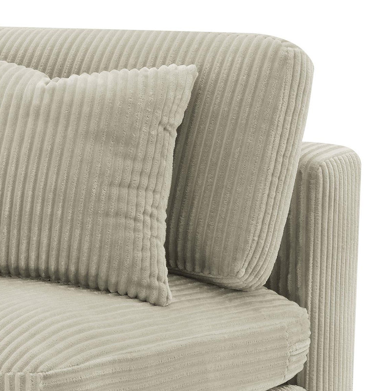 Fauteuil rembourré sans accoudoirs, Velours côtelé beige