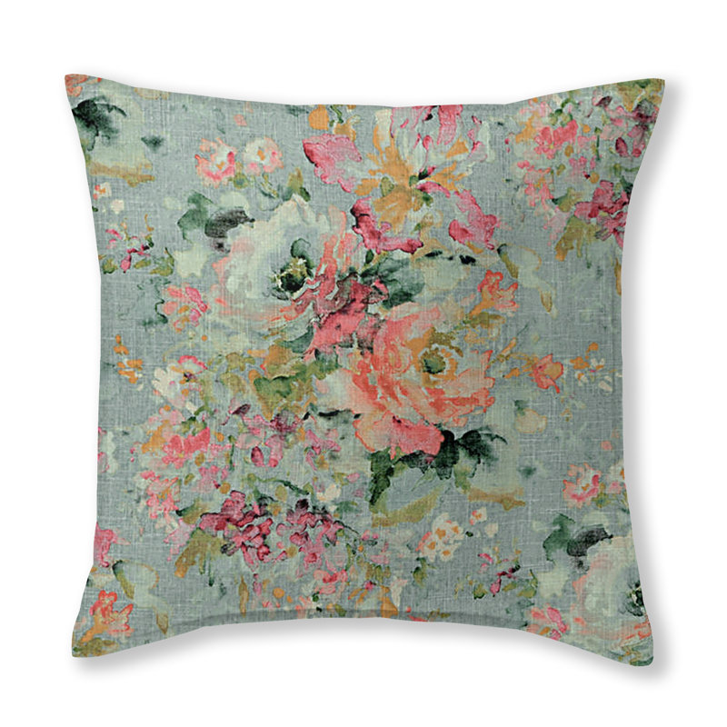 Housse de coussin carrée et insert Faye, 20 po X 20 po, Rose / bleu / vert