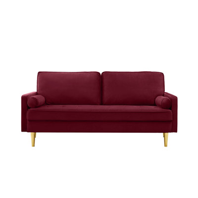 Minimalist Velvet Sofa With Metallic-Coloured Legs, Complete With Cushions, Suitable For The Living Room Or Bedroom.