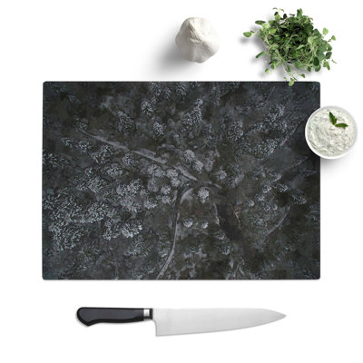 Glass Moody Winter Forest Chopping Board