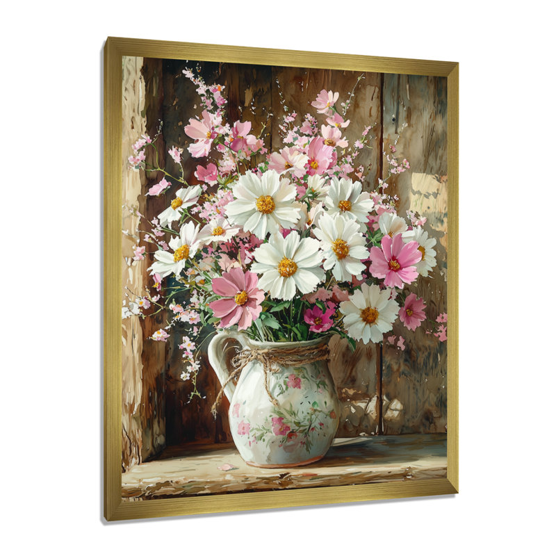 Bennett - Floral Canvas Wall Art, H 20 po x l 12 po, Reproduction encadrée sans passe-partout, Doré