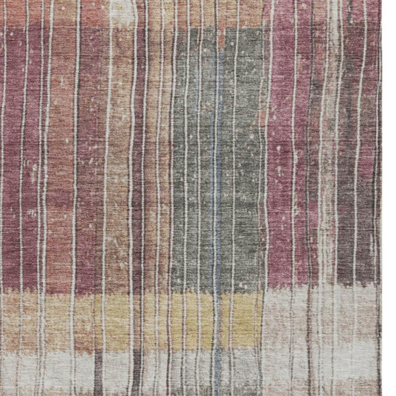 Tapis intérieur lavable rayé bleu et or 9 pi x 12 pi mauve