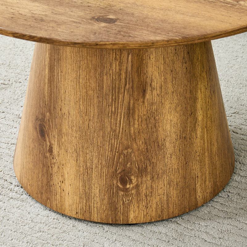 Table basse ronde en bois aggloméré naturel