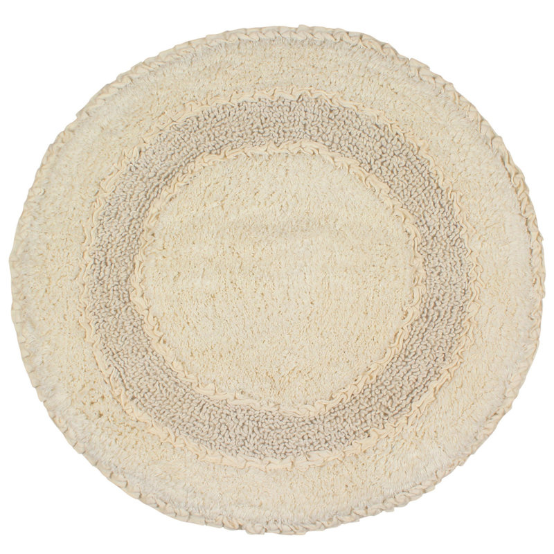 Plush Cotton Round shape bath Rug, Ivory, 30"W x 30"L