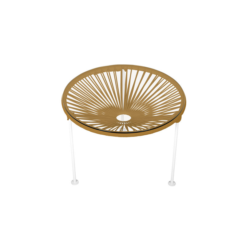 Zicatela Indoor Handmade Coffee Table, Gold, White