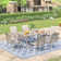 63" Patio Dining Set with Extra Large Rectangular Dining Table and 6 Stackable Armrest Chairs