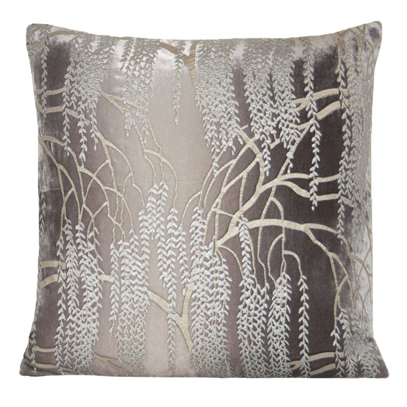 Willow Metallic Square Velvet Pillow Cover & Insert, 20" x 20", Copper Ivy