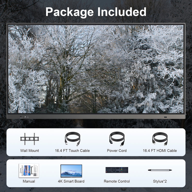 JYXCN 4K Smart Board 49 Inch Interactive Whiteboard All-in-One, Touch Screen Computer with Dual System & Cloud Sharing Suitable for Classroom, Office & Presentations?(Include Wall Mount)