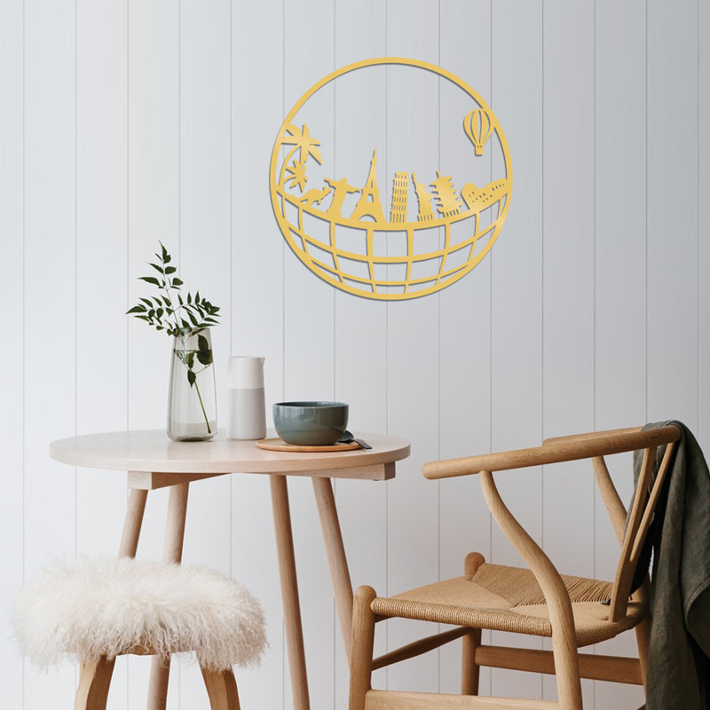 Buildings & Architecture Wall Decor on Metal, Gold