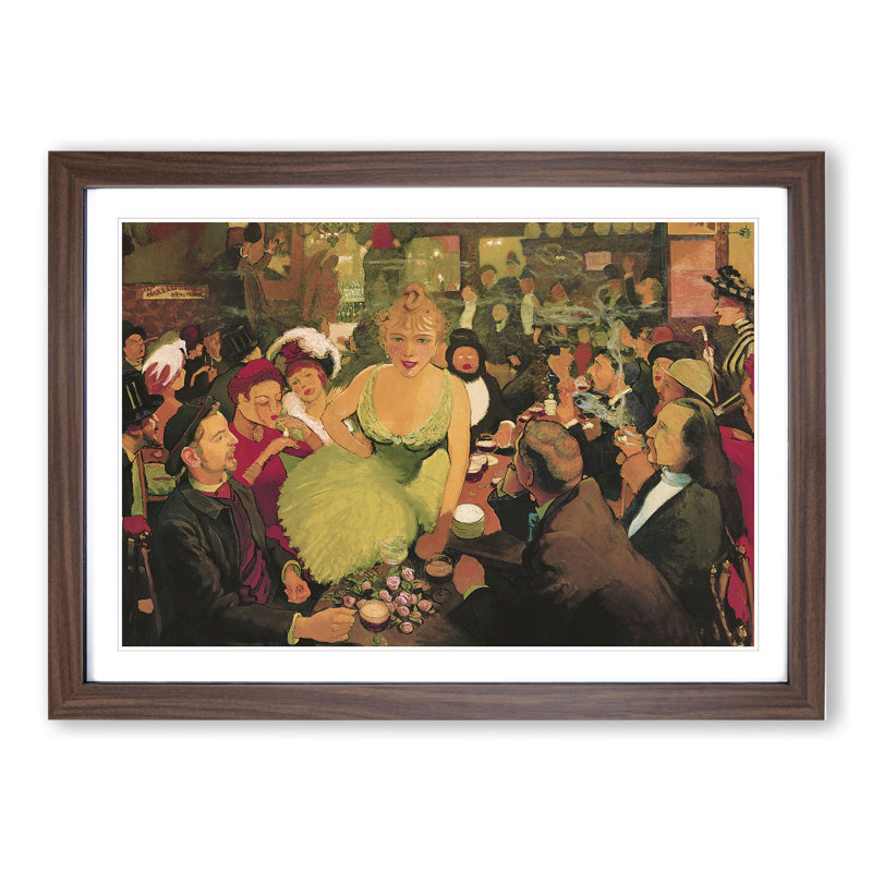 Interior of the Bruant by Louis Anquetin - Picture Frame Painting, 48cm H x 65cm W x 2cm D, Walnut Framed