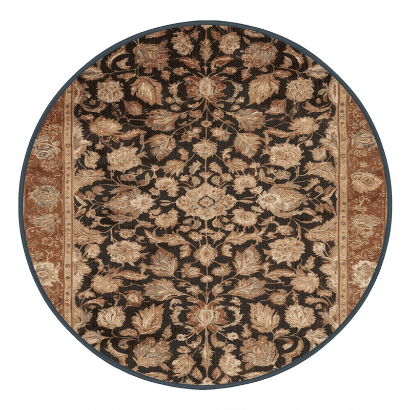 Tapis brun lavable à la machine, Rond 3 pi