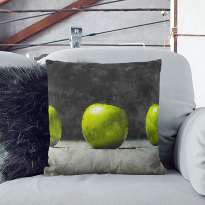 Row of Green Apples Painting Scatter Cushion