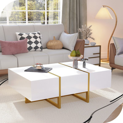 Retangular Coffee Table with Stainless Steel Legs