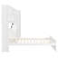 Lit plateforme simple en bois avec bureau, garde-robe, armoires, tiroirs et tablettes intégrés en blanc