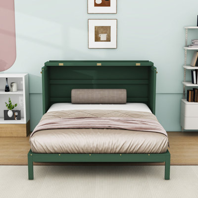 Grand lit escamotable en bois avec tiroirs