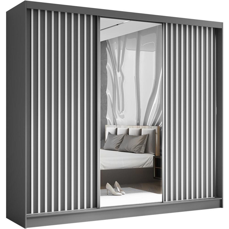 Brecklyn 3 Door Sliding Wardrobe, Dark Gray